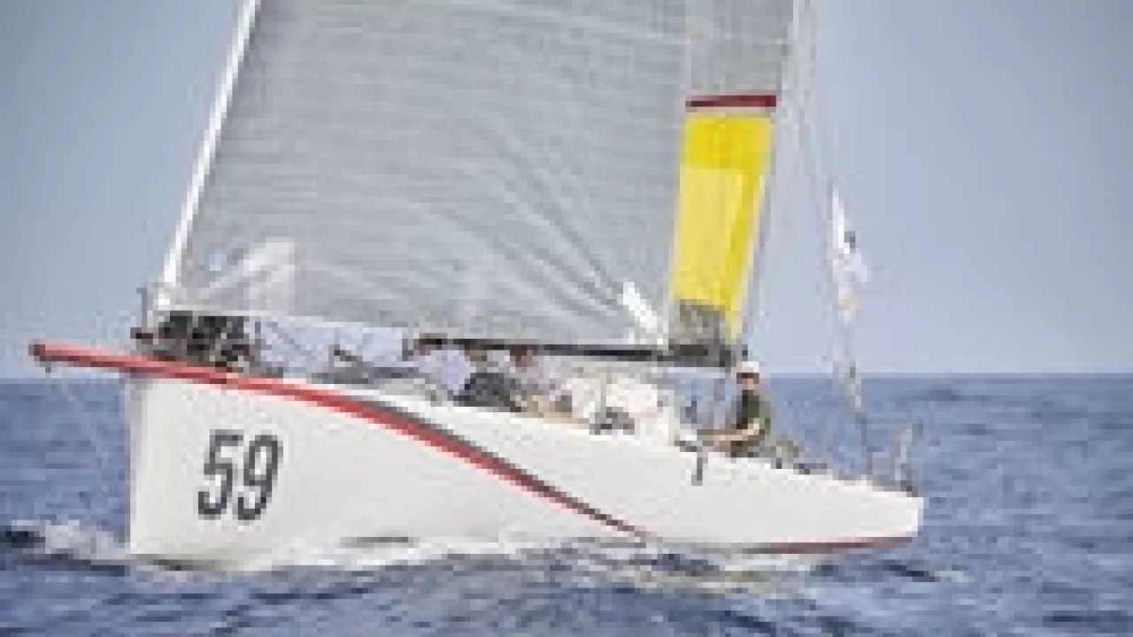 Red (#59), winner of the RORC Transatlantic Race !