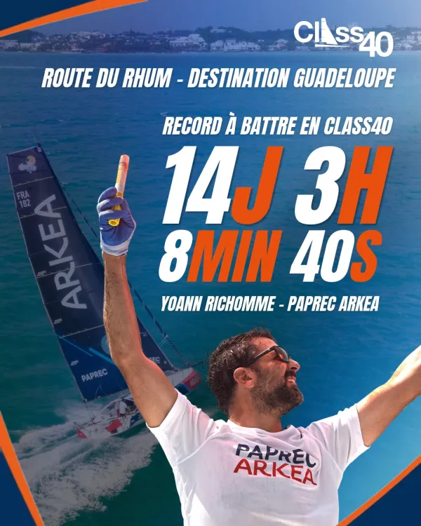 Yoann Richomme détient le record de la Route du Rhum en Class40