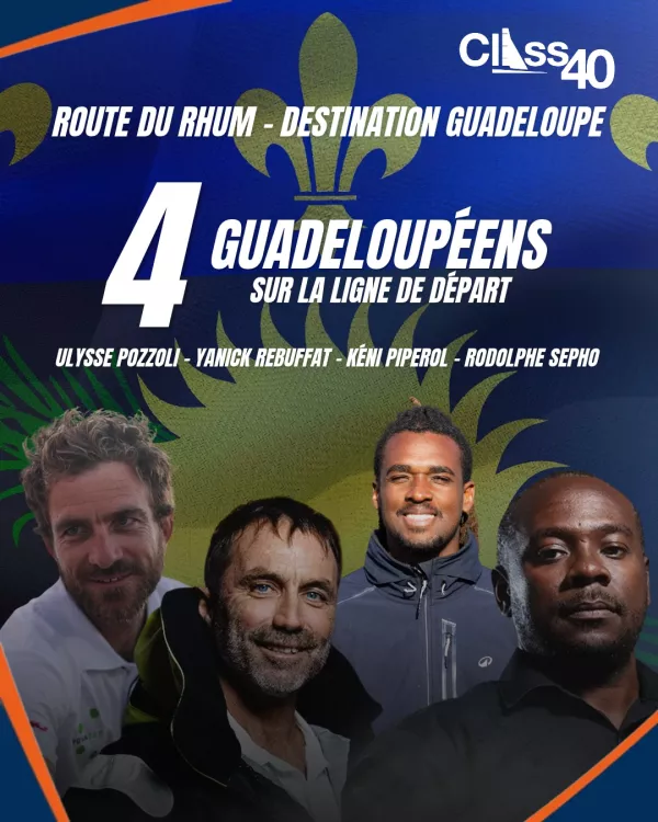 Quatre skippers Class40 au départ de la Route du Rhum