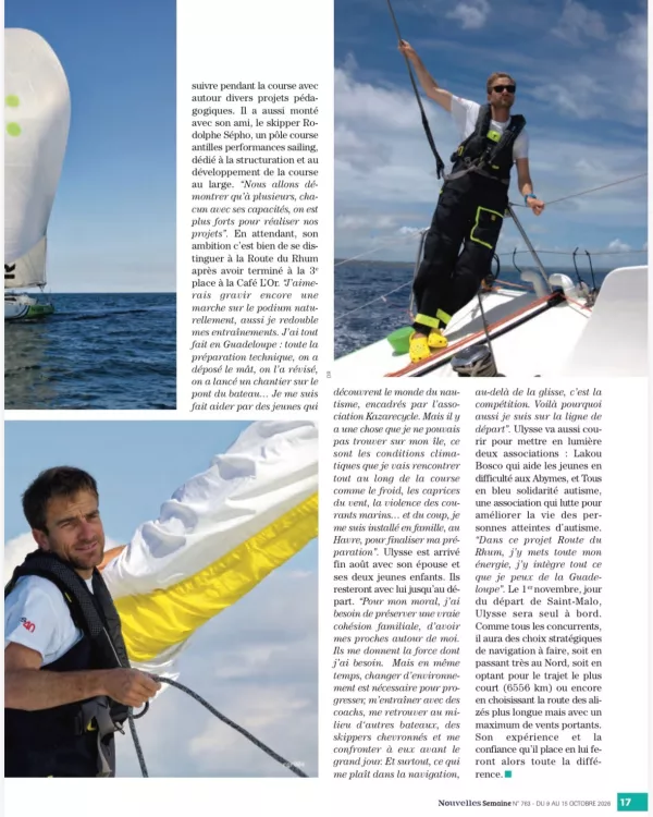 Passage dans le magazine Nouvelles Semaines avant la Route du Rhum