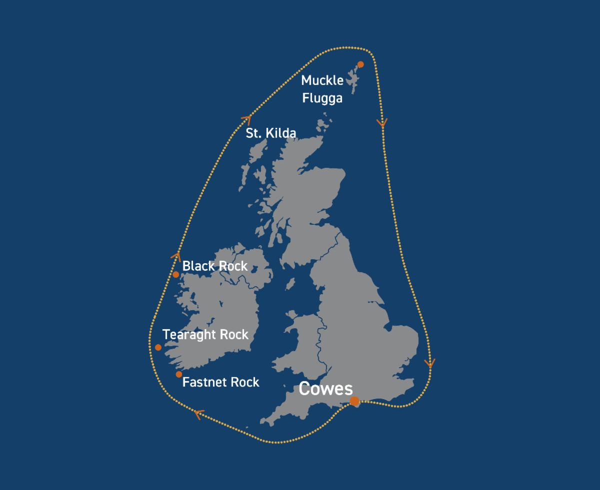 Le parcours "simplissime" : Départ et Arrivée à Cowes, laisser toutes les marques à tribord !